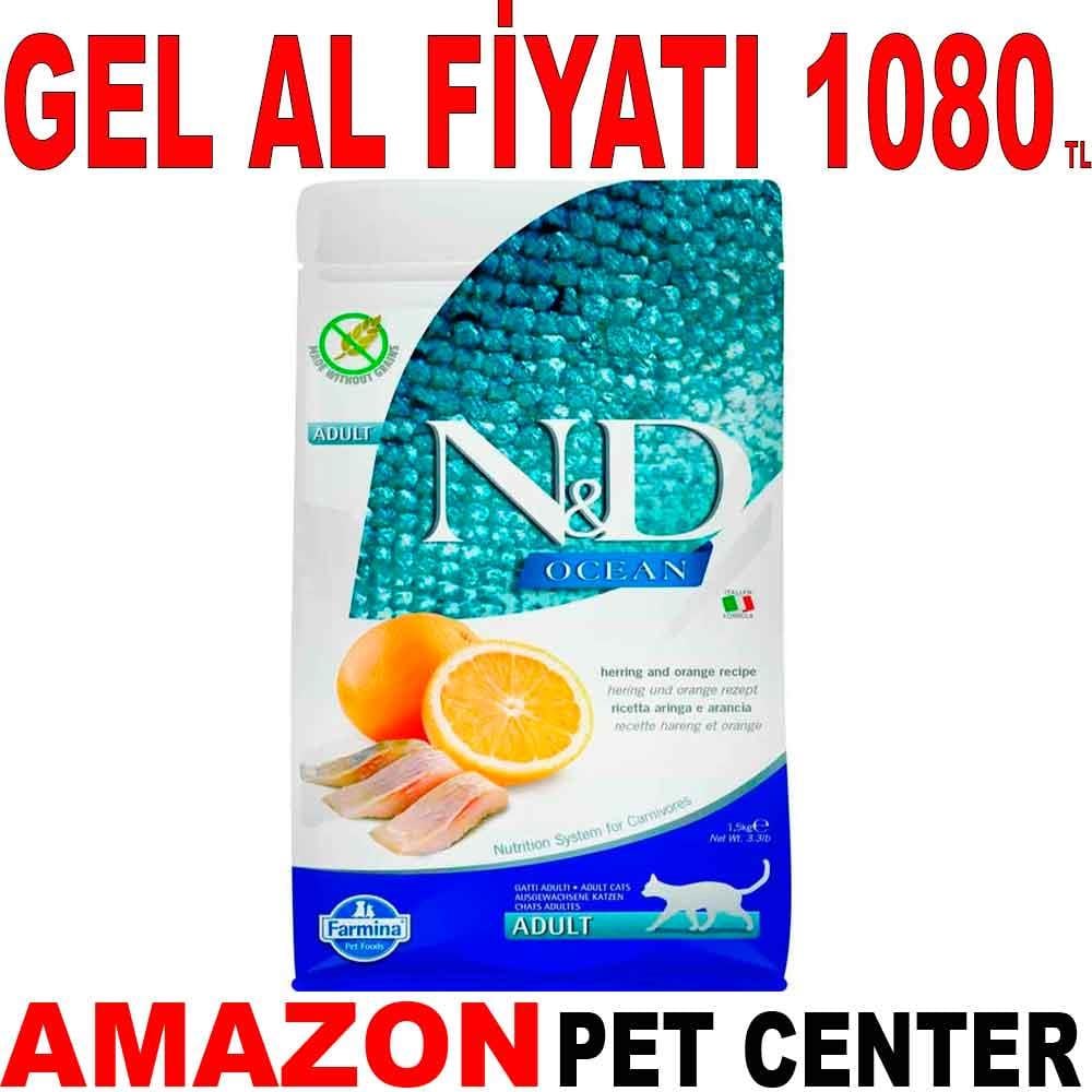 ND Tahılsız Okyanus Ringa Balığı ve Portakallı Yetişkin Kedi Maması 1,5 Kg Gel Al 18576009 Amazon Pet Center