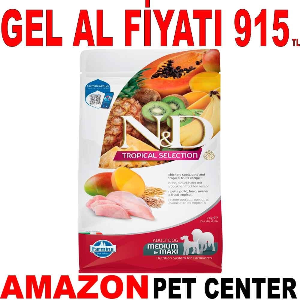 ND Tropical Meyveli Tavuklu Orta ve Büyük Irk Köpek Maması 2 Kg Gel Al 19455006 Amazon Pet Center