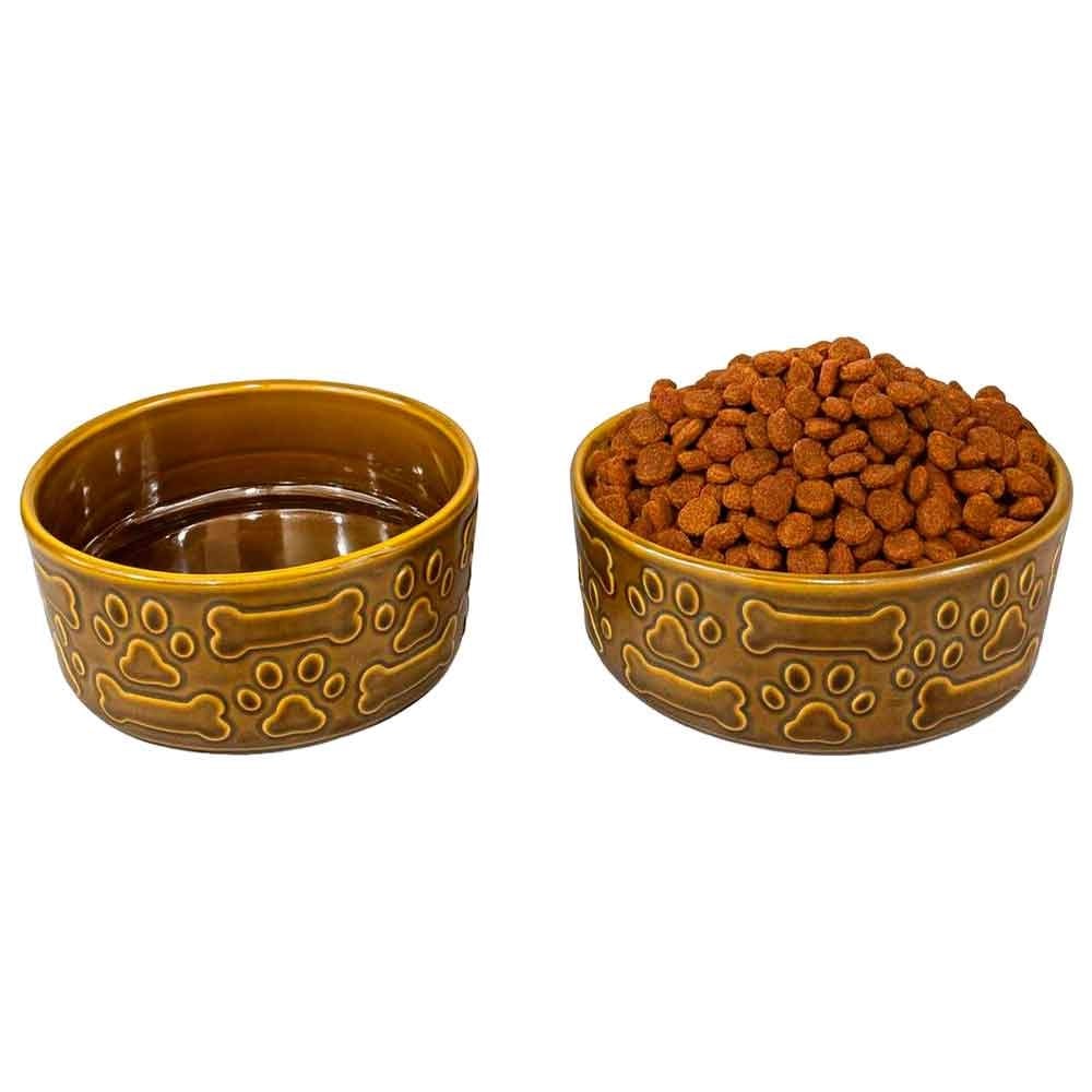 Pet Prety Kedi Köpek İçin Seramik Mama Kabı Stonware Kahverengi 2 Li 14x5 Cm 8683088303137 Amazon Pet Center