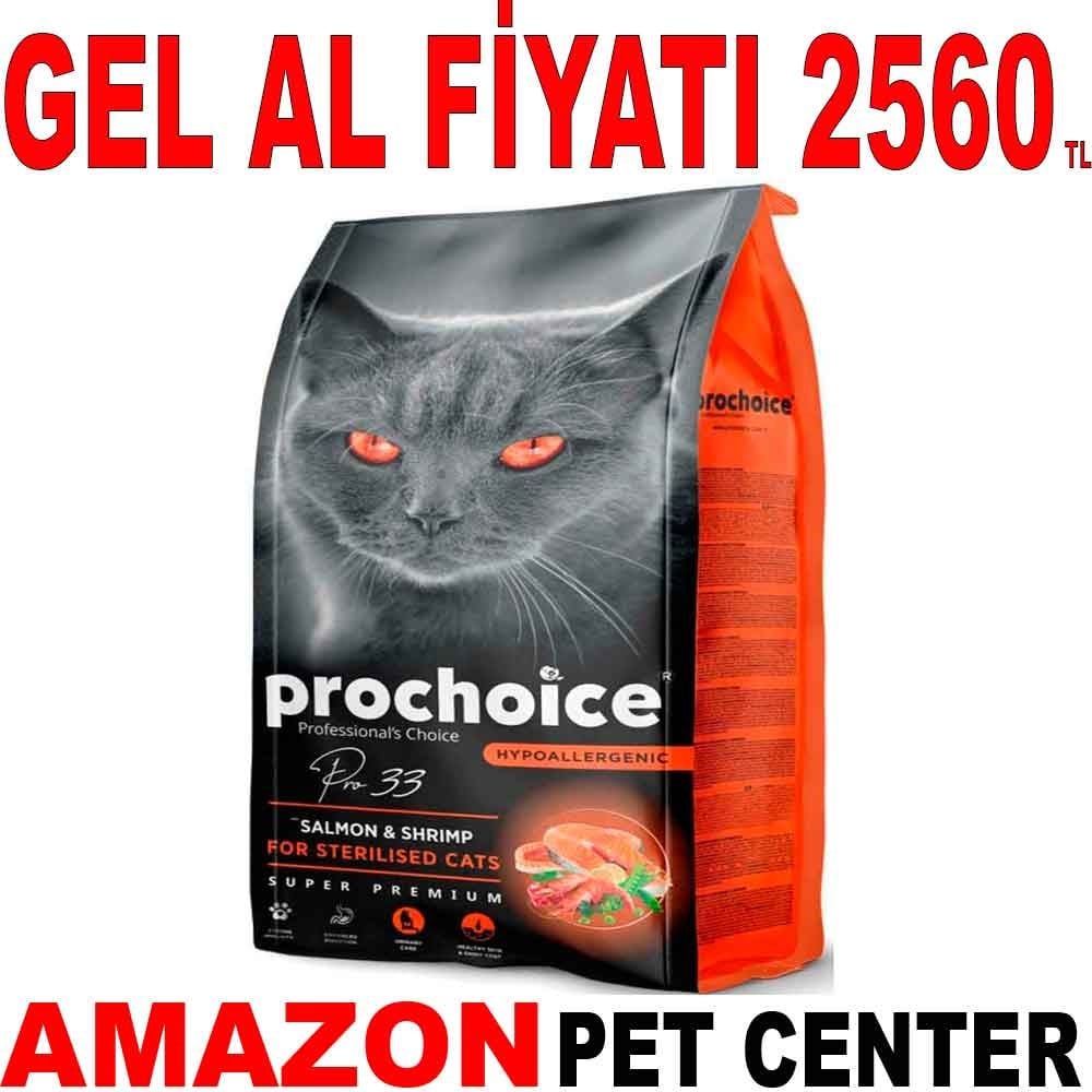 Prochoice Somonlu Karidesli Kısırlaştırılmış Kedi Maması Pro 33 15 Kg Gel Al 18670004 Amazon Pet Center