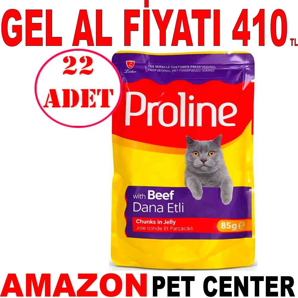 Proline Kedi Konservesi Dana Etli Jelly İçinde Parçacıklı 85 Gr 22 AD Gel Al 35005742 Amazon Pet Center