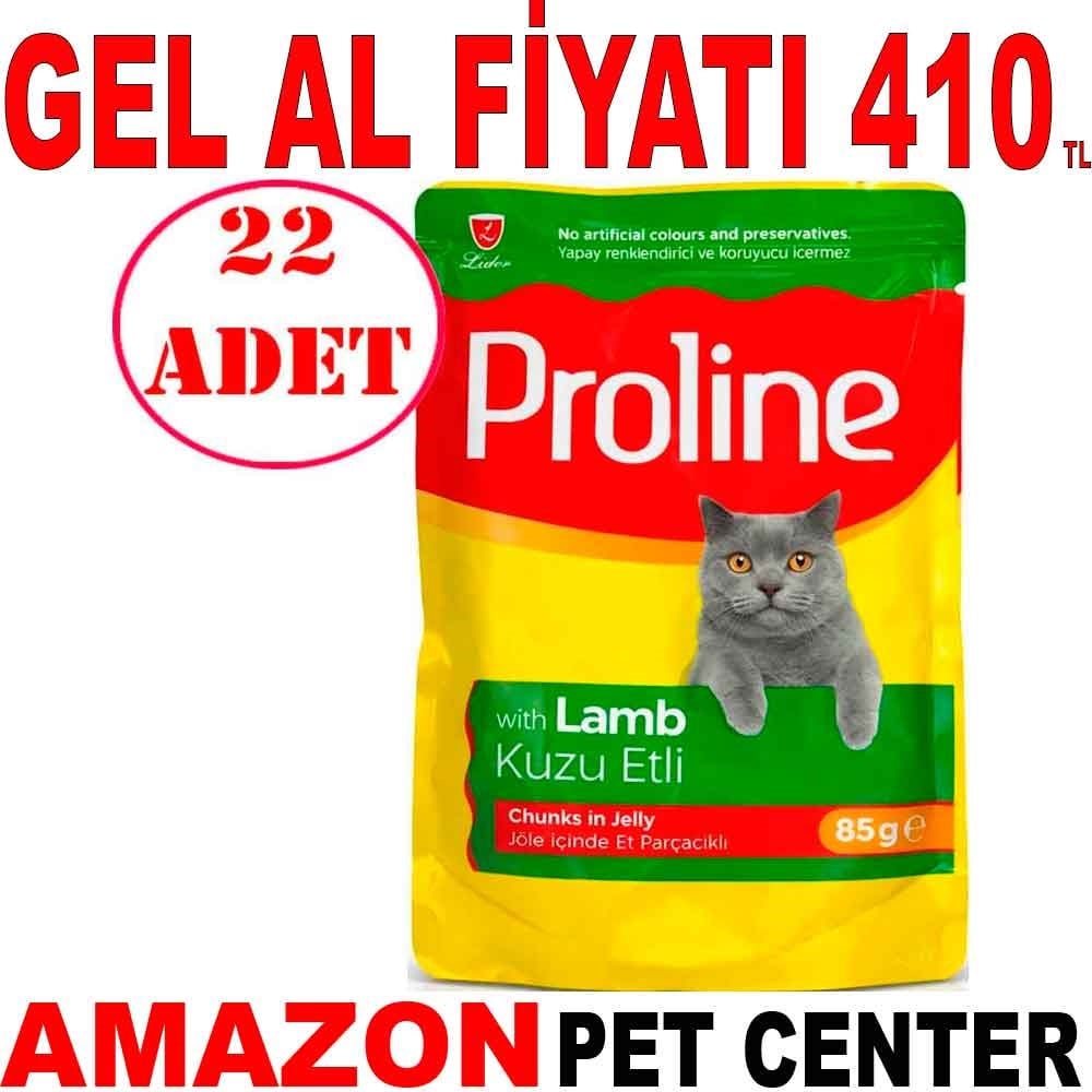 Proline Kedi Konservesi Kuzu Etli Jelly İçinde Parçacıklı 85 Gr 22 AD Gel Al 35005773 Amazon Pet Center