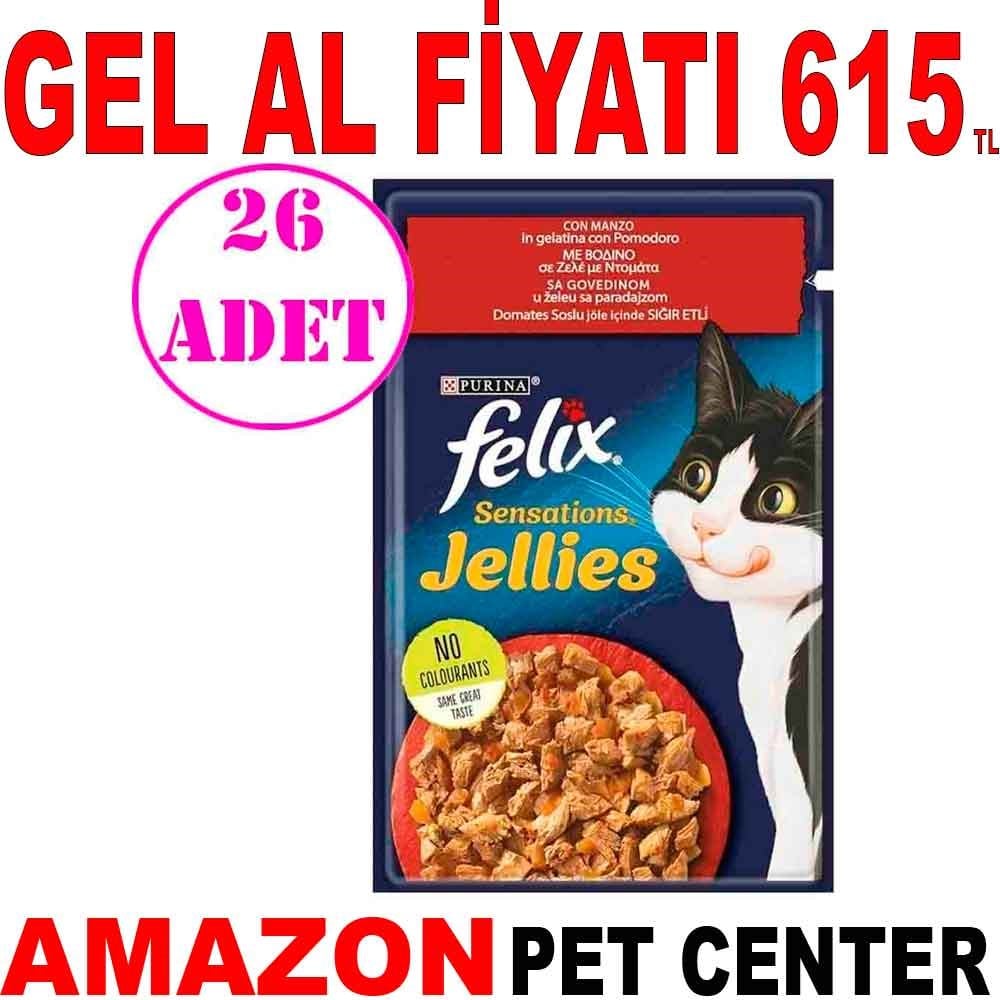 Purina Felix Sığır Eti ve Domates Soslu Yaş Kedi Maması 85 Gr 26 AD Gel Al 20044008 Amazon Pet Center