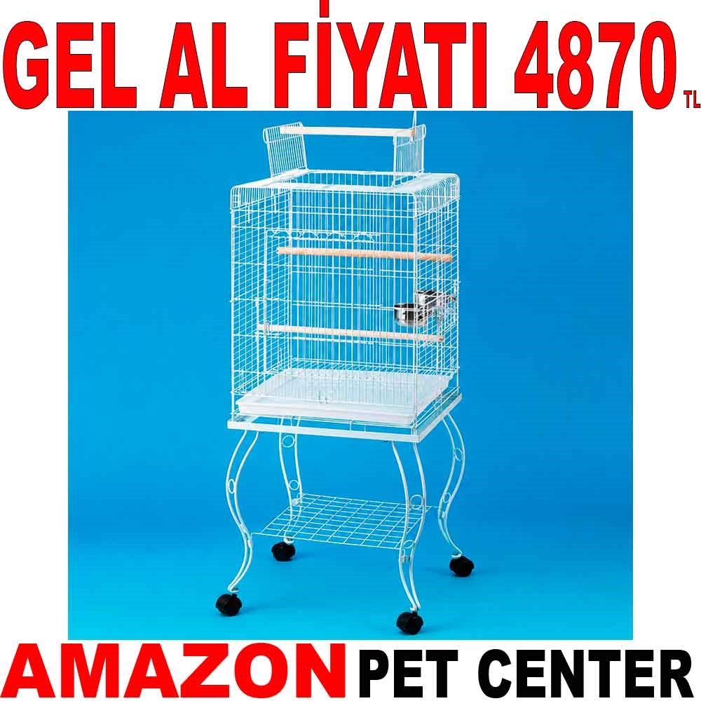 QH Sehpalı Papağan Kafesi Beyaz 51x51x129 Cm 901 AB Gel Al 19920009 Amazon Pet Center