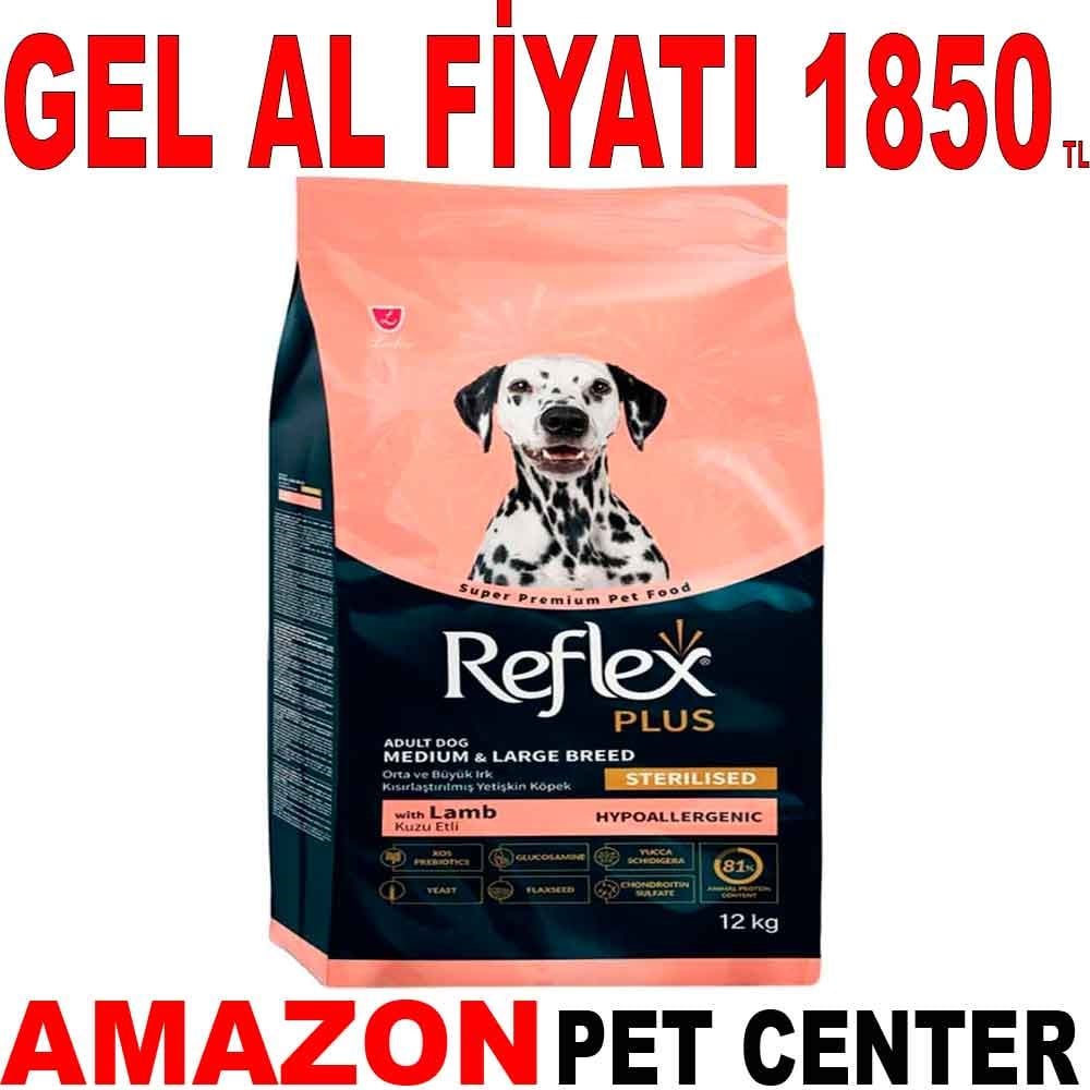Reflex Plus Kısırlaştırılmış Köpek Maması Kuzu Etli Orta ve Büyük Irk 12 Kg Gel Al 35004790 Amazon Pet Center