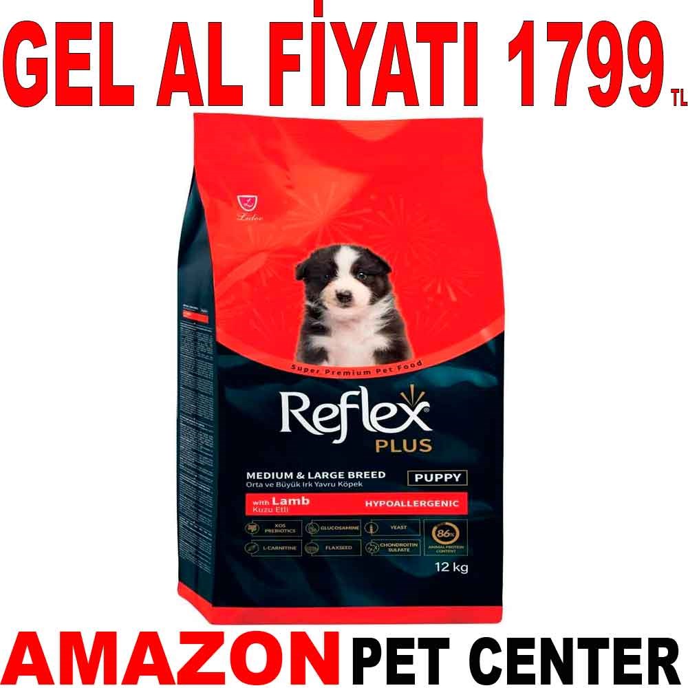 Reflex Plus Yavru Köpek Maması Kuzu Etli ve Pirinçli Orta ve Büyük Irk 12 Kg Gel Al 35004752 Amazon Pet Center