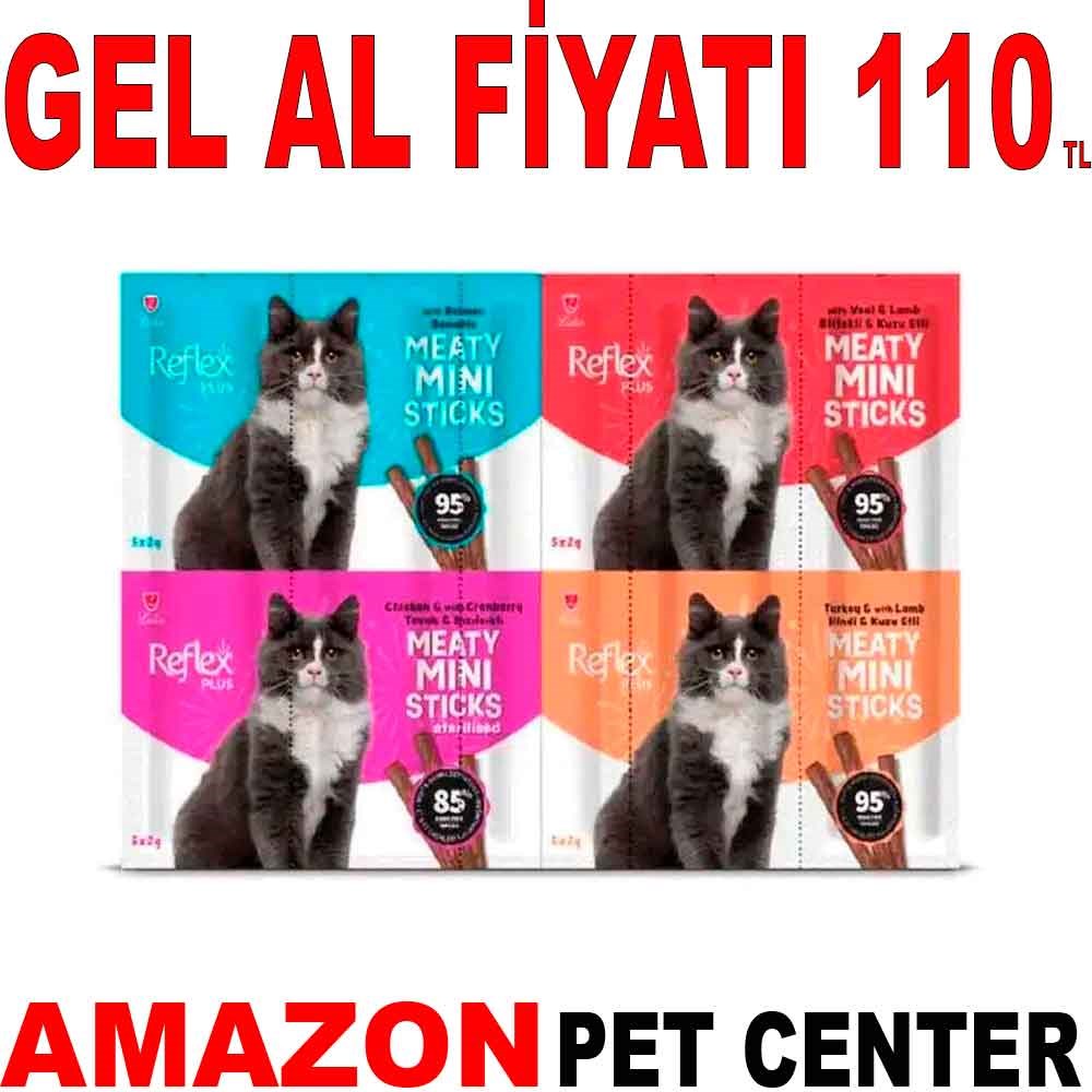 Reflex Somonlu Kuzu Etli Biftekli Tavuklu Mini Kedi Ödül Çubuğu 40 Gr (20'li) Gel Al 35004967 Amazon Pet Center