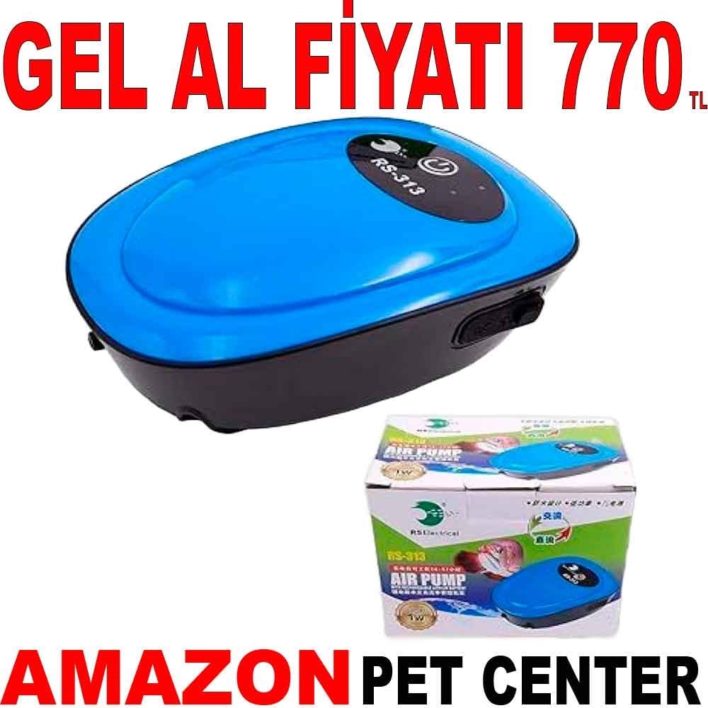 RS 313 Şarjlı Akvaryum Hava Motoru 1,5 L/Min 1 W Gel Al 35009856 Amazon Pet Center