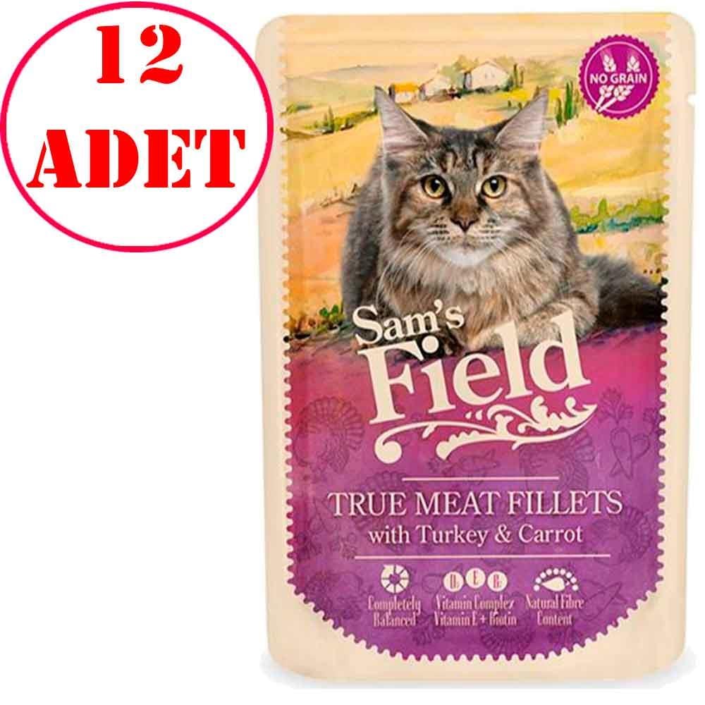 Sam's Field Kedi Konservesi Hindili Havuçlu Tahılsız 85 Gr 12 AD 35001751 Amazon Pet Center