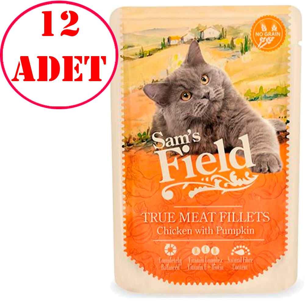 Sam's Field Tahılsız Kedi Konservesi Tavuklu Balkabaklı 85 Gr 12 AD 35001836 Amazon Pet Center