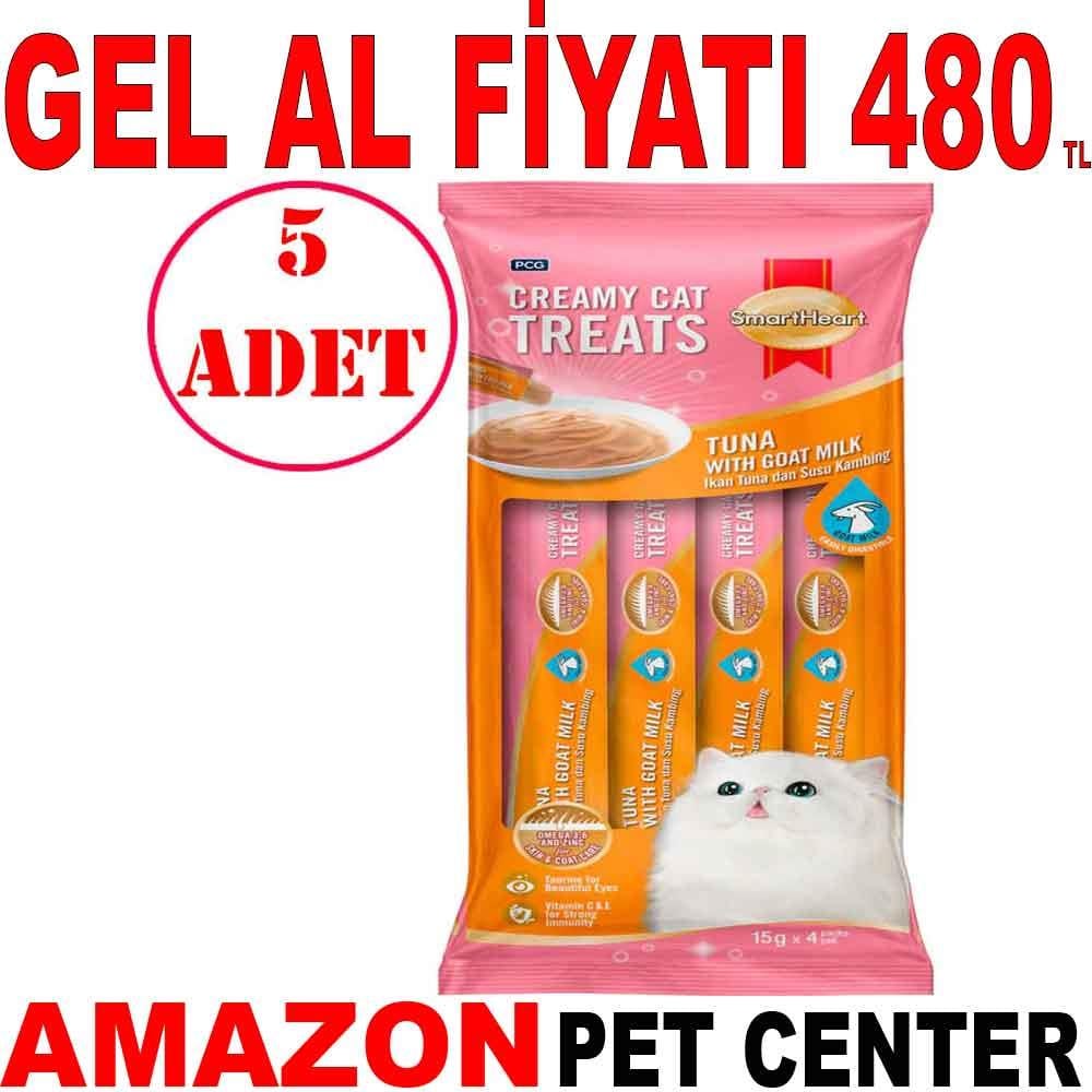 Smar Heart Kedi Ödülü Tonlu Ve Keçi Sütlü Krema 4x15 Gr 5 AD Gel Al 35006145 Amazon Pet Center