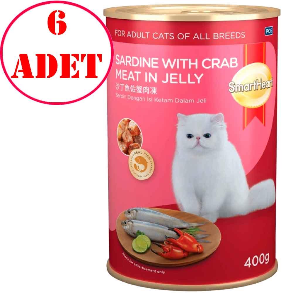 Smart Heart Kedi Konservesi Jöle İçinde Yengeç ve Sardalyalı 400 Gr 6 AD 35003847 Amazon Pet Center