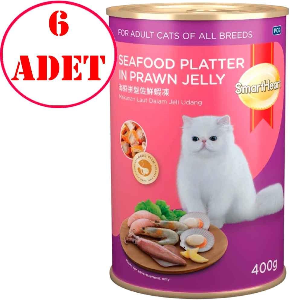 Smart Heart Kedi Konservesi Jöle İçinde Deniz Ürünleri ve Karidesli 400 Gr 6 AD 35003793 Amazon Pet Center