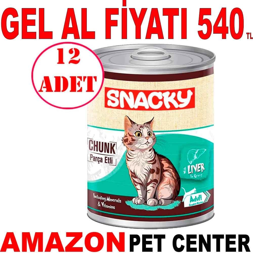 Snacky Chunk Ciğerli Kedi Konserve Maması 400 Gr 12 AD Gel Al 35006299 Amazon Pet Center