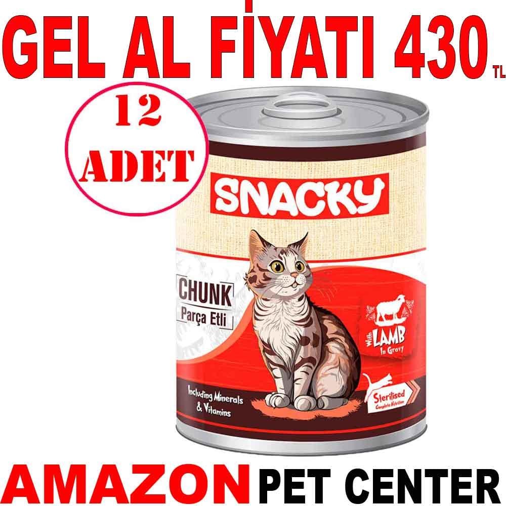Snacky Chunk Kuzulu Kısır Kedi Konservesi 400 Gr 12 AD Gel Al 35006336 Amazon Pet Center