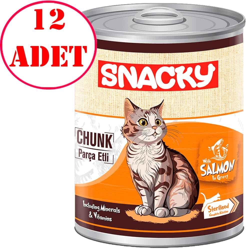 Snacky Chunk Somonlu Kedi Konservesi 400 Gr 12 AD 35006305 Amazon Pet Center