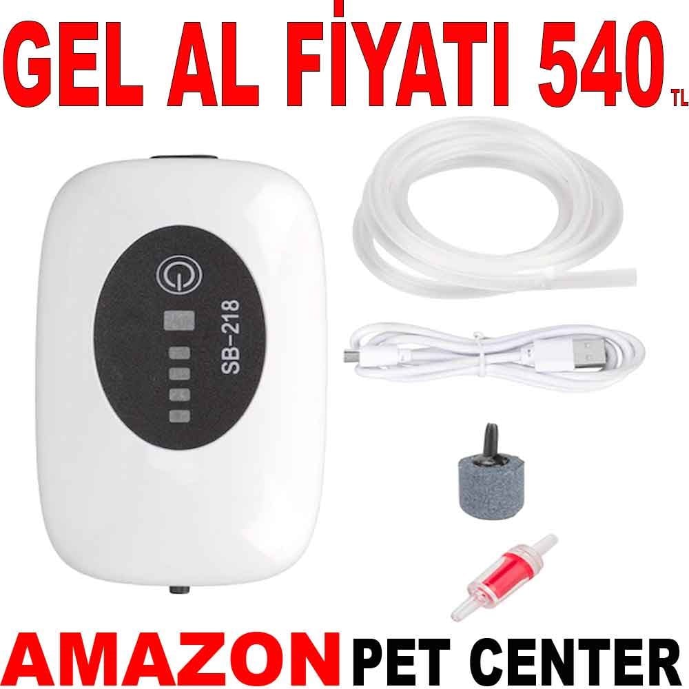 SOBO USB Şarjlı Akvaryum Mini Hava Motoru 1W 3 Lt/Dak SB-218 Gel Al 35006978 Amazon Pet Center