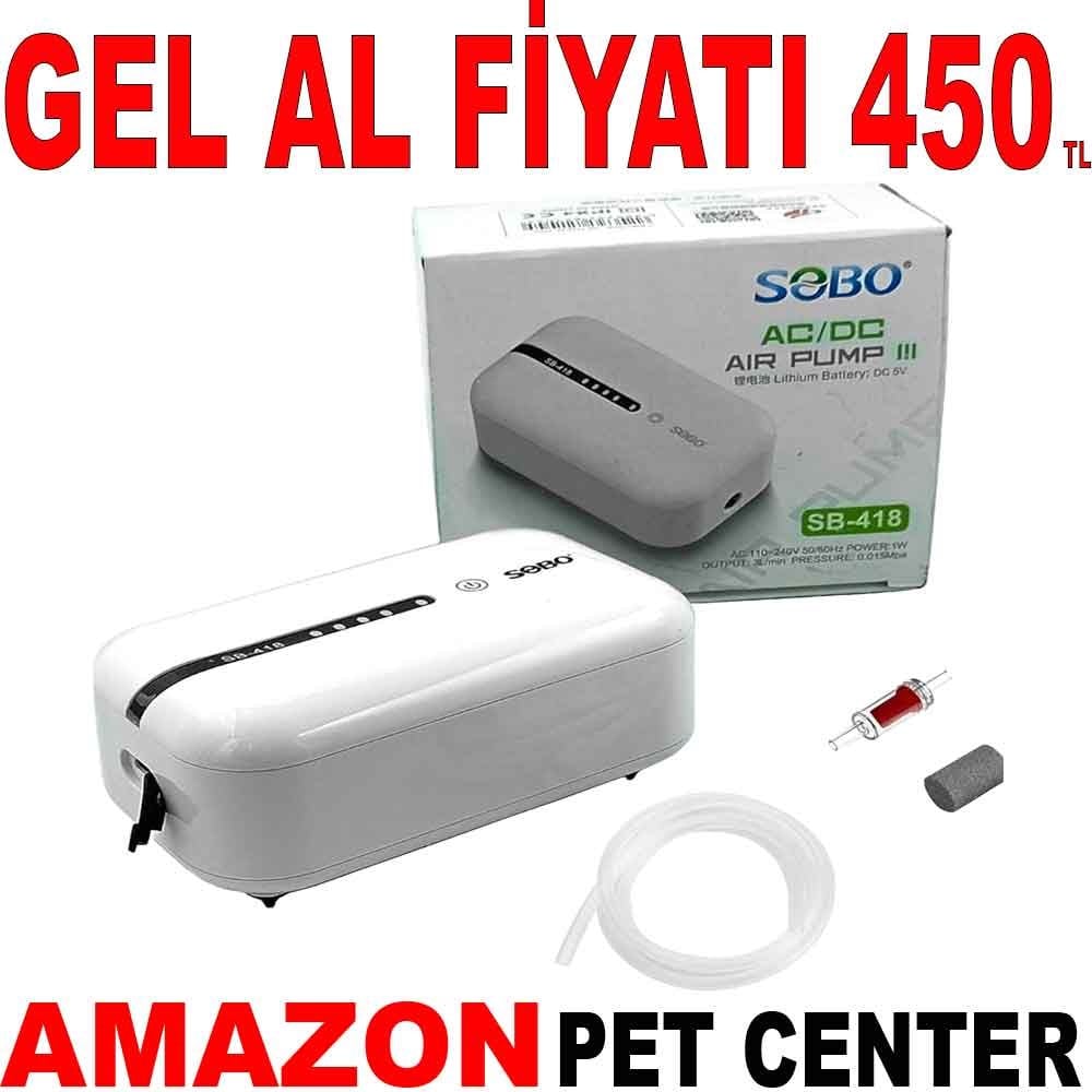 Sobo USB Şarjlı Tek Çıkışlı Hava Motoru AC/DC 1W 3L/Min SB-418 Gel Al 35006985 Amazon Pet Center