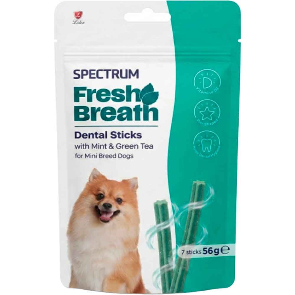 Spectrum Mini Irk Köpek Ödülü Fresh Breath Dental Sticks Naneli ve Yeşil Çaylı 56 Gr (7'li) 8698995036429 Amazon Pet Center