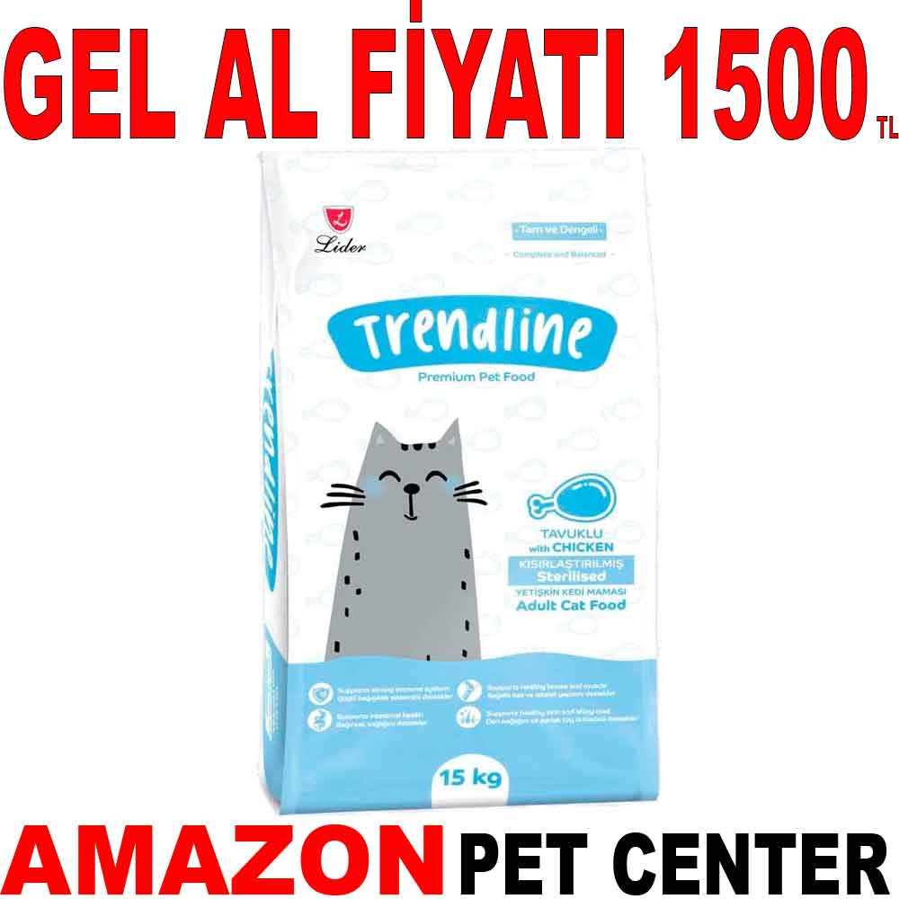 Trendline Kısırlaştırılmış Tavuklu Kedi Maması 15 Kg Gel Al 17983006 Amazon Pet Center