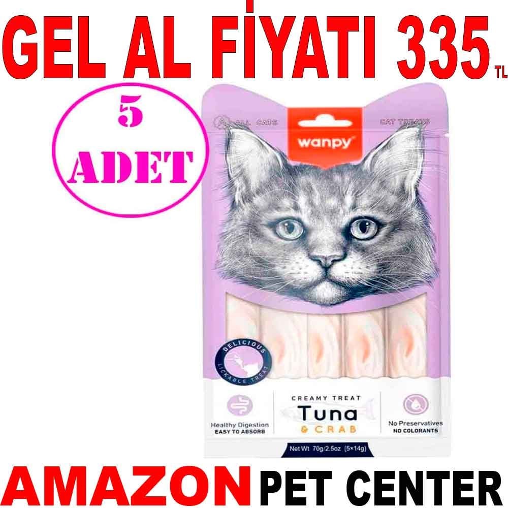 Wanpy Kedi Ödülü Ton Balıklı ve Yengeçli 5 x 14 Gr 5 AD Gel Al 21935008 Amazon Pet Center