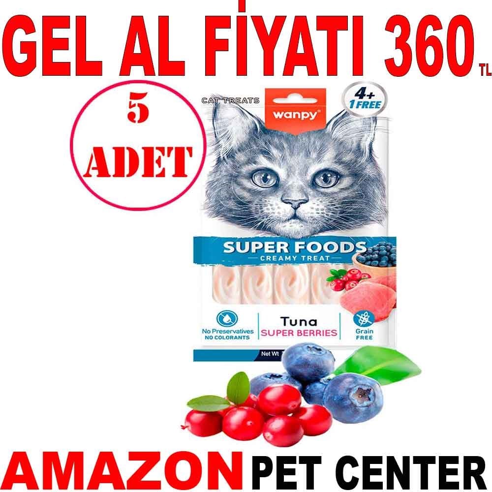 Wanpy Kedi Ödülü Ton Balıklı Yaban Mersini & Kızılcıklı 14 Gr X 5 Li 5 AD Gel Al 35007623 Amazon Pet Center