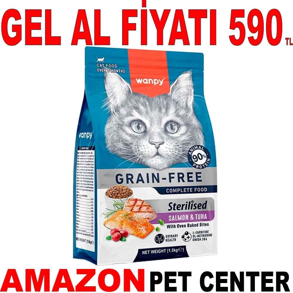 Wanpy Kısırlaştırılmış Kedi Maması Tahılsız Somon & Tuna 1,5 Kg Gel Al 35008132 Amazon Pet Center