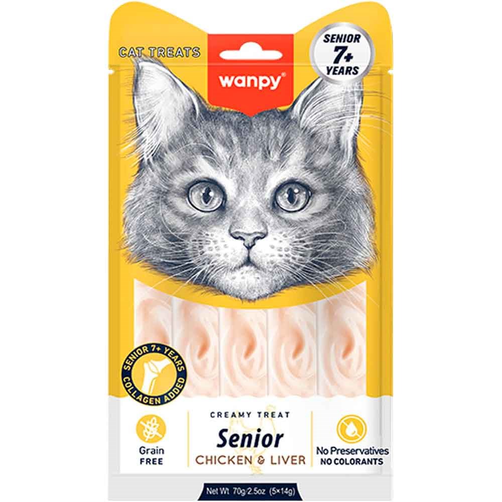 Wanpy Yaşlı Kedi Ödülü Tavuklu Ciğerli 14 Gr X 5 Li 6927749874027 Amazon Pet Center