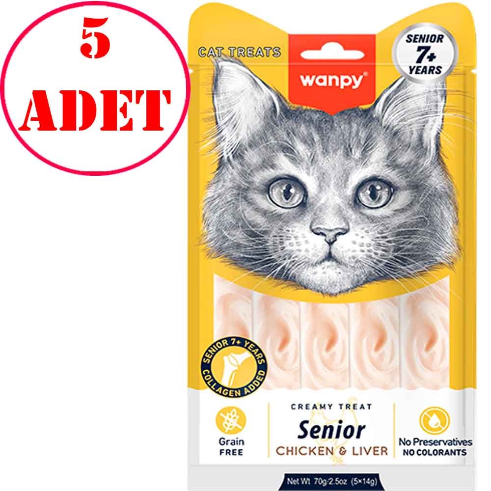 Wanpy Yaşlı Kedi Ödülü Tavuklu Ciğerli 14 Gr X 5 Li 5 AD 35007593 Amazon Pet Center