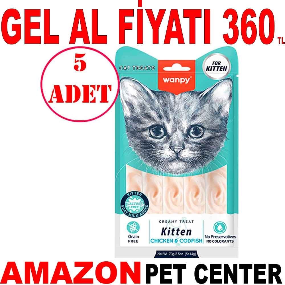 Wanpy Yavru Kedi Ödülü Tavuklu Morinalı Balıklı 14 Gr X 5 Li 5 AD Gel Al 35007661 Amazon Pet Center