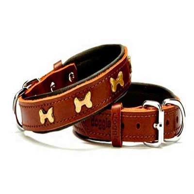 Doggie Comfort Yumuşak Dokulu Metal Kemik Süslü Köpek Boyun Tasması SBT-2562 Kahverengi 8680782104930 Doggie Köpek Boyun Tasmaları Amazon Pet Center