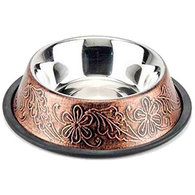 Eurogold Çelik Mama Kabı Bakır Kaplama Desenli 32oz 8699004269210 Euro Gold Çelik Köpek Mama Ve Su Kapları Amazon Pet Center