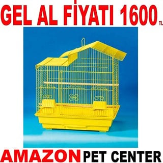 QH Çin Çatılı Papağan Kafesi Sarı 46x36x57 Cm 81702-R Gel Al 35013617 Amazon Pet Center