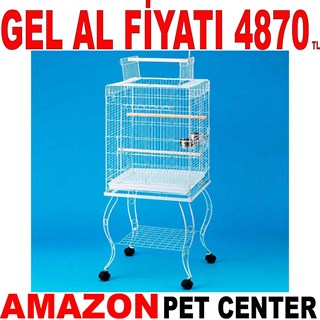 QH Sehpalı Papağan Kafesi Beyaz 51x51x129 Cm 901 AB Gel Al 19920009 Amazon Pet Center