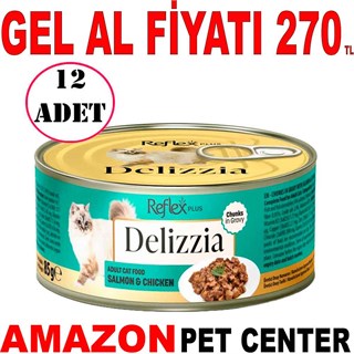 Reflex Plus Delizzia Soslu Somonlu ve Tavuklu Parça Etli Kedi Konservesi 85 Gr 12 Ad Gel Al 35014034 Amazon Pet Center