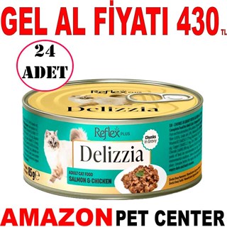 Reflex Plus Delizzia Soslu Somonlu ve Tavuklu Parça Etli Kedi Konservesi 85 Gr 24 Ad Gel Al 35014058 Amazon Pet Center