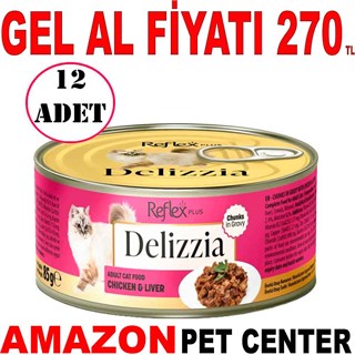 Reflex Plus Delizzia Soslu Tavuklu ve Ciğerli Parça Etli Kedi Konservesi 85 Gr 12 Ad Gel Al 35014072 Amazon Pet Center