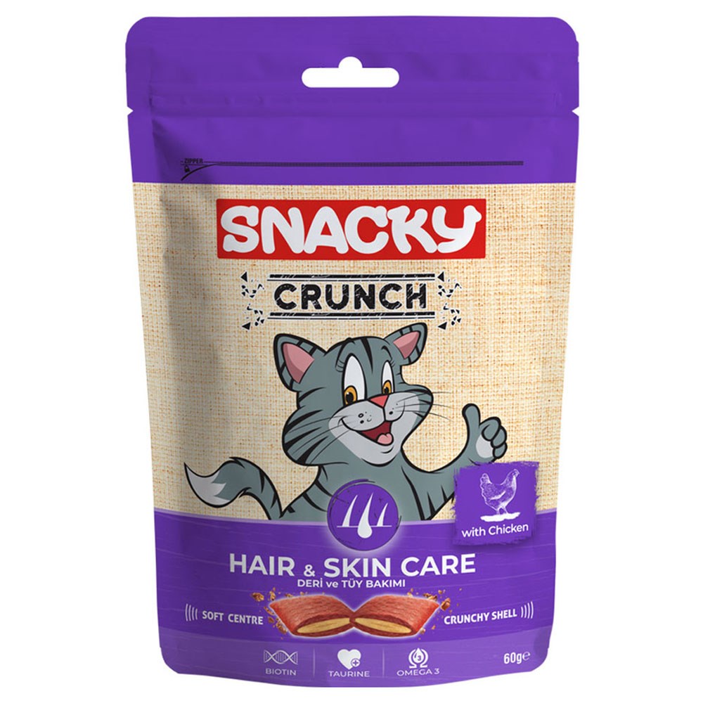 Snacky Crunchy Tavuklu Kedi Ödülü Hair-Skin 60 gr 8682631202293 Amazon Pet Center