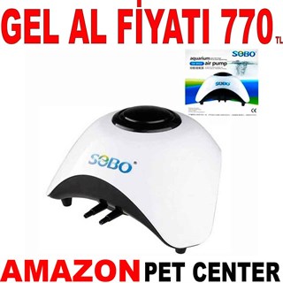 Sobo Akvaryum Hava Motoru Çift Çıkış 10W 2x6 Lt/Min SB-860A Gel Al 35003120 Amazon Pet Center