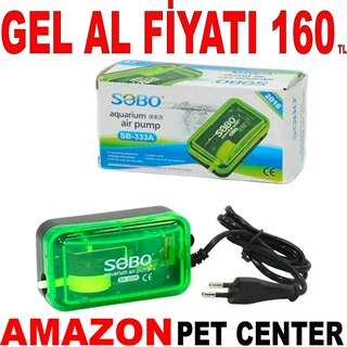 Sobo Akvaryum Hava Motoru Tek Çıkış 3W 4 Lt/Min SB-333A Gel Al 35003076 Amazon Pet Center