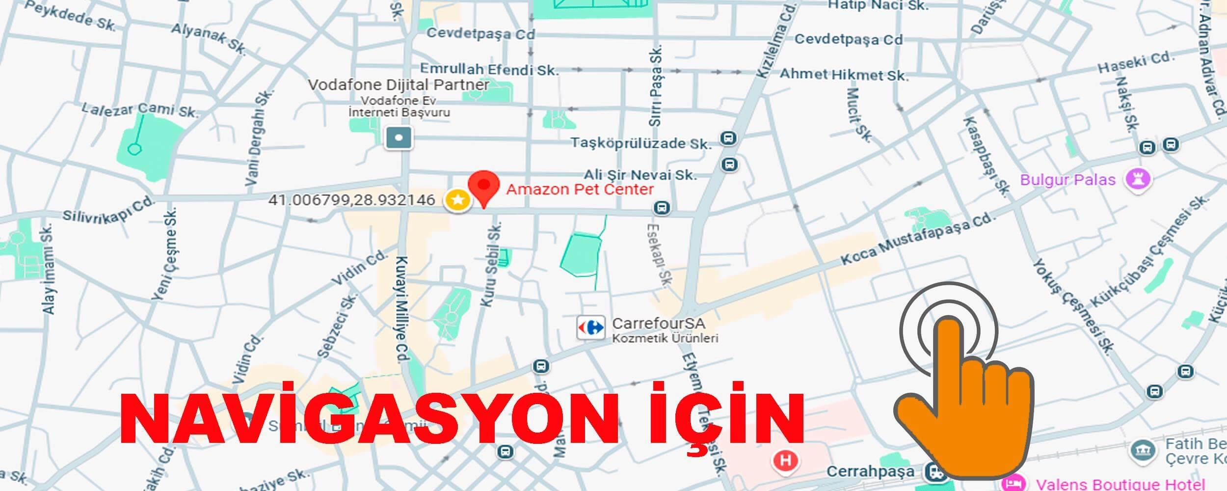 Amazon Pet Center Fatih mağaza konumu ve yol tarifi