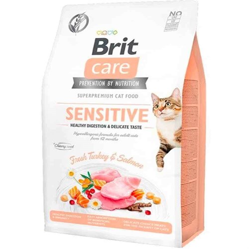 Brit Care Sensitive Hypo-Allergenic Somonlu Ve Hindili Tahılsız Yetişkin Kedi  Maması 7 Kg 8595602540693 Amazon Pet Center