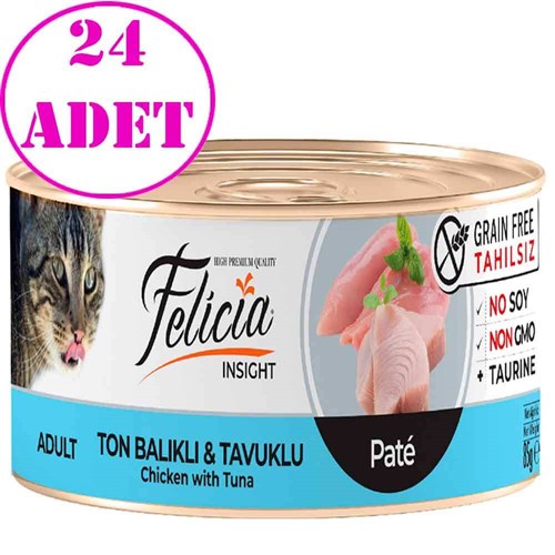​Felicia Tahılsız Ton Balıklı Tavuklu Kıyılmış Yaş Kedi Maması 85 Gr 24 AD 32126136 Felicia Koli Kedi Konserve Mamaları Amazon Pet Center