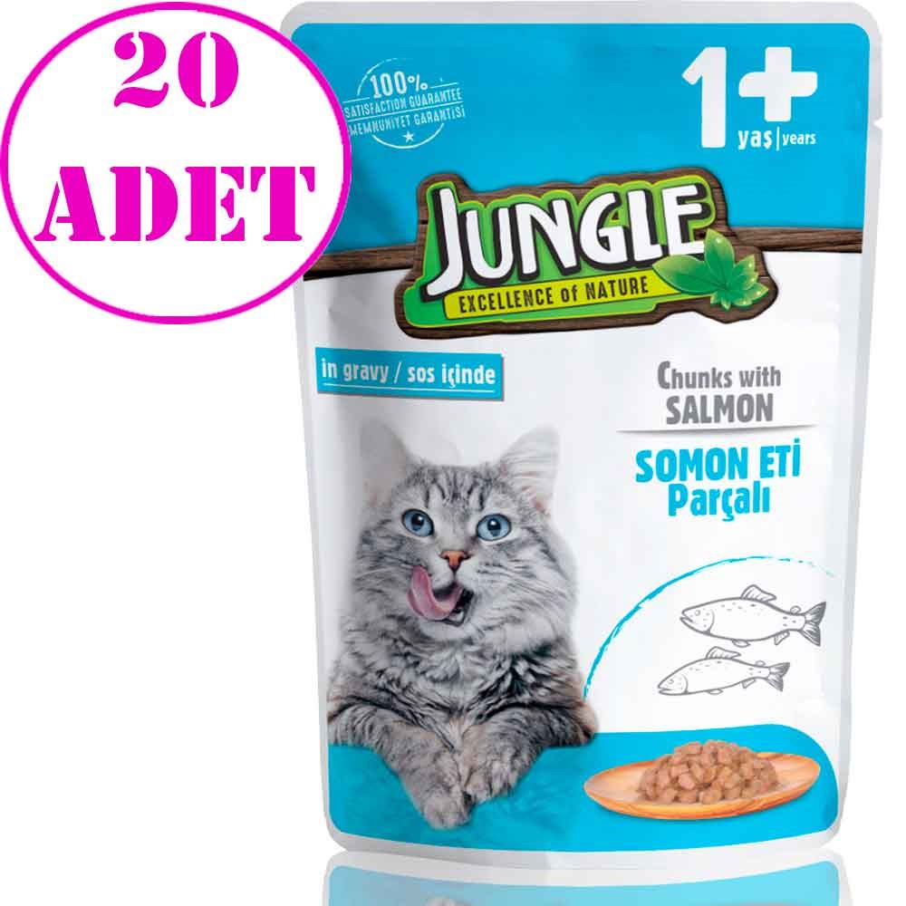 Jungle Kedi Yaş Mama Somonlu Jelli 100 Gr 20 AD 32113396 Amazon Pet Center