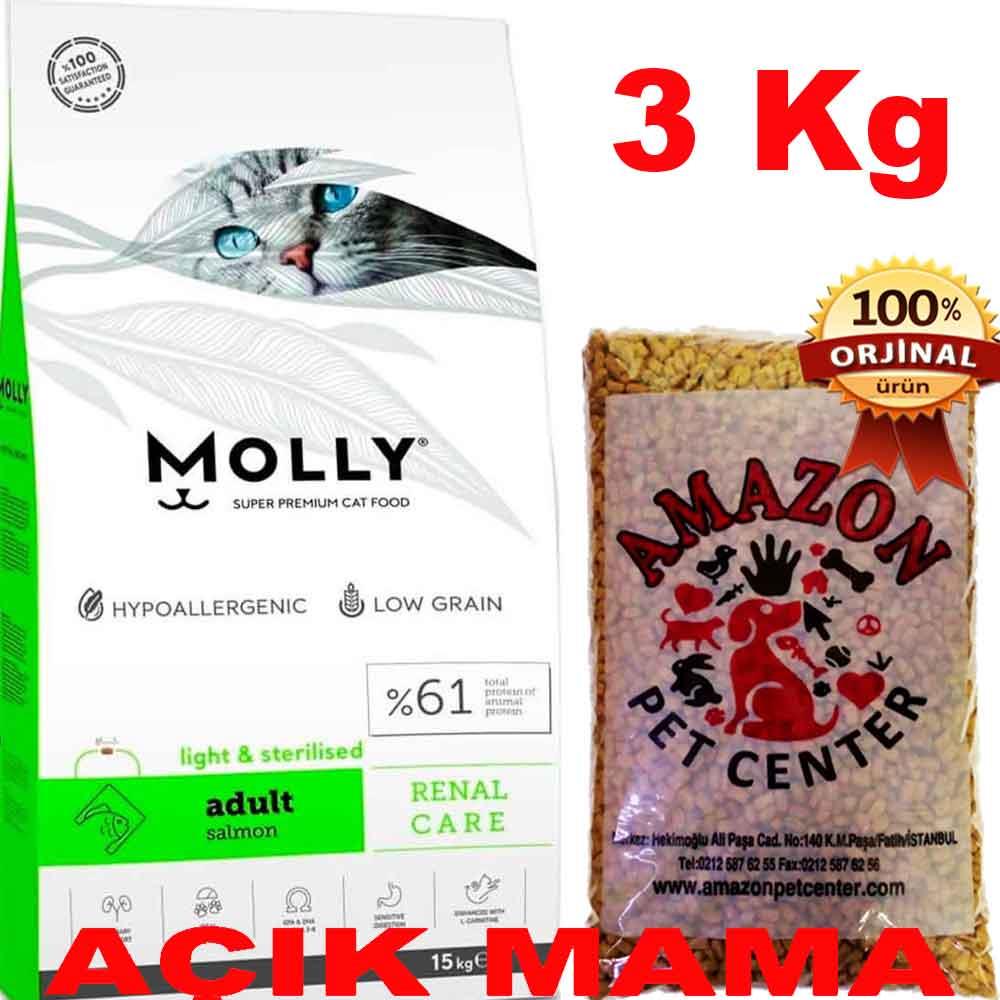 Molly Sterilised Somonlu Kedi Maması Açık 3 Kg 32136203 Amazon Pet Center