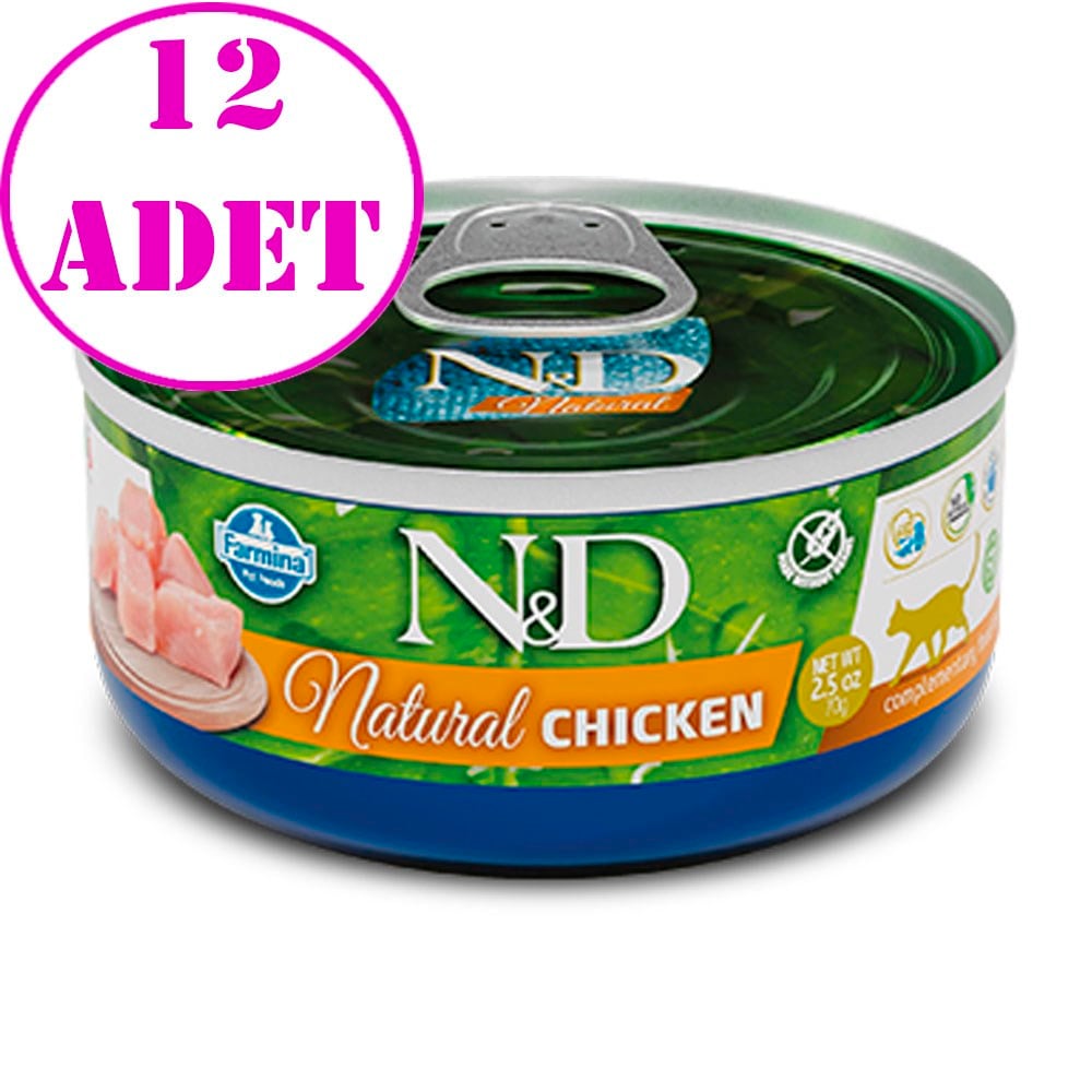N&D Natural Tavuklu Yetişkin Kedi Konservesi 70 Gr 12 AD 32132977 Amazon Pet Center
