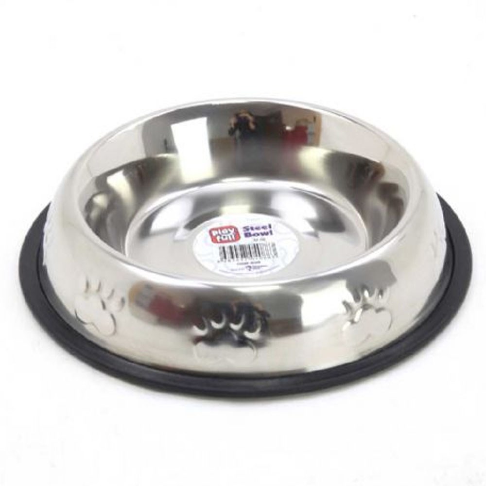 Playfull Pati Kabartma Desenli Çelik Mama ve Su Kabı 32 Oz PFMK-4088 8683497040883 Amazon Pet Center