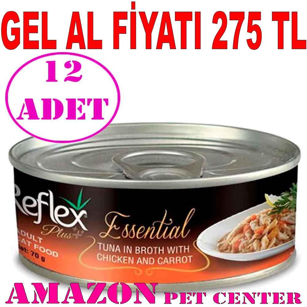 Reflex Plus Essential Ton Balıklı, Tavuklu Ve Havuçlu Yetişkin Kedi Konservesi 70 Gr 12 AD 32118575 Amazon Pet Center