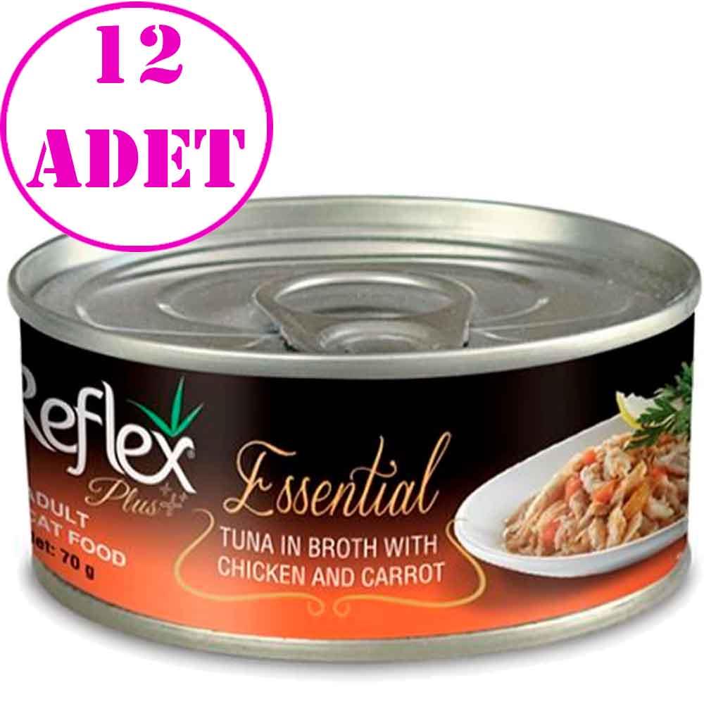 Reflex Plus Essential Ton Balıklı, Tavuklu Ve Havuçlu Yetişkin Kedi Konservesi 70 Gr 12 AD 32118575 Amazon Pet Center