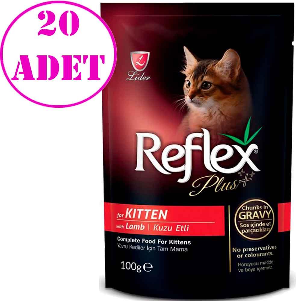 Reflex Plus Parça Etli Kuzulu Yavru Kedi Konservesi 100 Gr 20 AD 32108934 Amazon Pet Center
